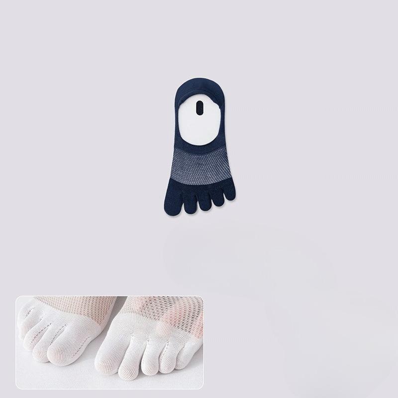 Men's Summer Thin Cool Sense Antibacterial Breathable Sweat Absorption Foot Odor Invisible Five Finger Boat Socks