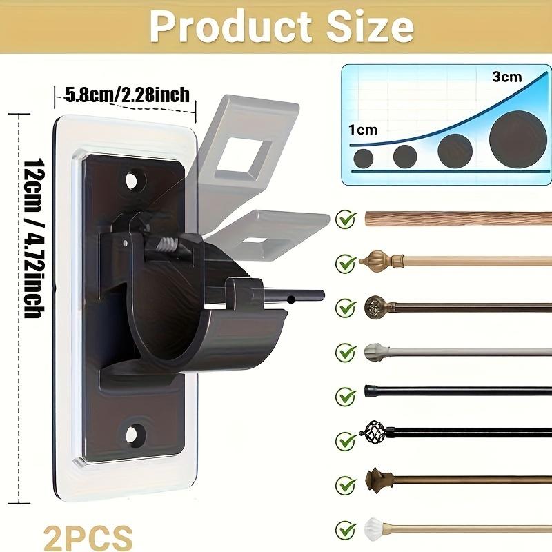 4pcs No-Drill Curtain Rod Bracket Set, Self-Adhesive Curtain Rod Holders, Includes Nail-Free Curtain Rod Hooks,Suitable for Home