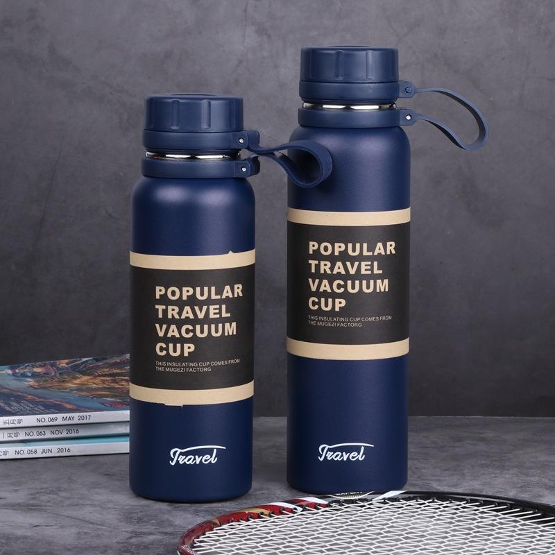 

Big Cap Spray Plastic Thermos Cup Creative Sports Outdoor Ike Steel Insulated Kettle with Tea Net Durable Durable 650ml