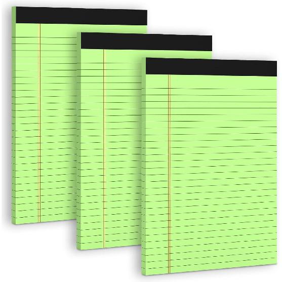 3 Pack White Legal Pads 8.5 x 11 Note Pads, Wide Ruled Notepads, Micro Perforated Lined Note Writing Pads 30 Sheets per Notepad Double-Side Printed