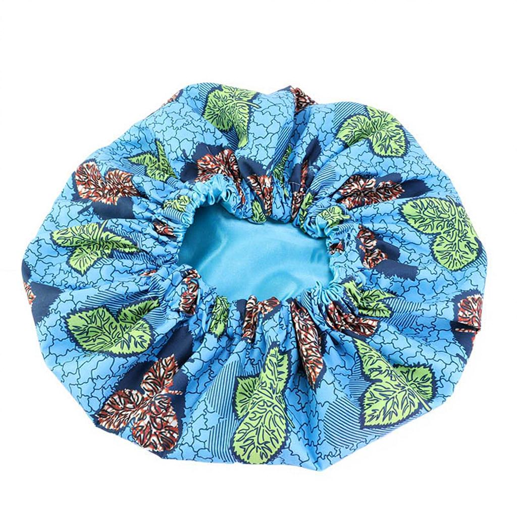 Custom Logo African Print Satin Bonnet Adjustable Double Layer Hair Bonnet Curly Hair Reversible Silky Sleep Cap Night Wrap