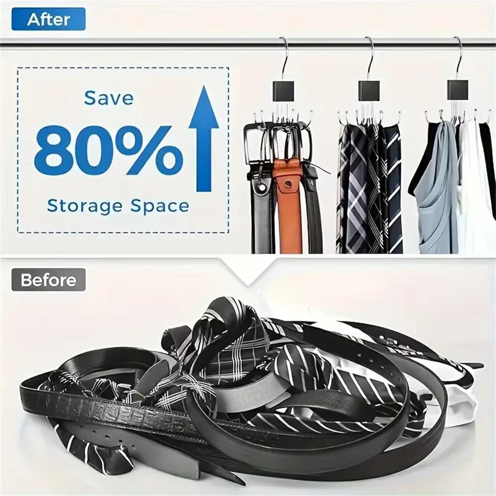 1/2Pcs 360° Rotating Multi Claw Hanger Metal Hook Organizer for Bags Belts Bras Ties Scarves Wooden Home Storage Acssor