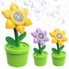Rechargeable Bubble Machine with Music and Lights Flower Shape Bubble Blower Toy for Outdoor Use Kids Entertainment and Party Decoration