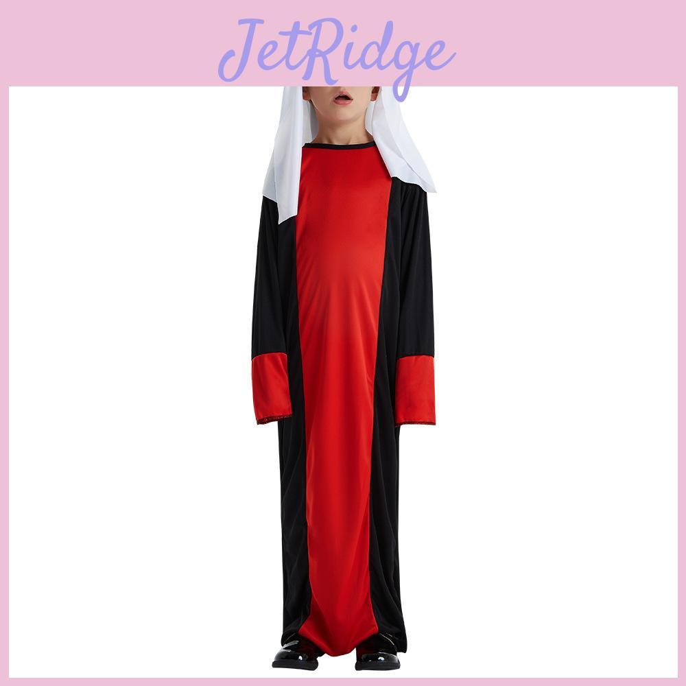 Stylish Arab Prince Cosplay Costume For Boys With Elegant Red And Black Design Perfect For Halloween Parties