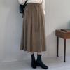 New Arrivals Open Run Women Long Skirt Corduroy Back Band Flare