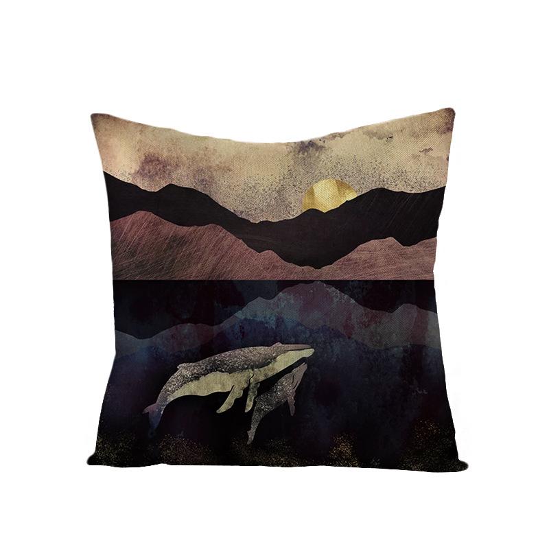 Home Decoration Supplies Landscape Painting Polyester Pillow Cover Home Geometric Abstract Sofa Cushion Cover