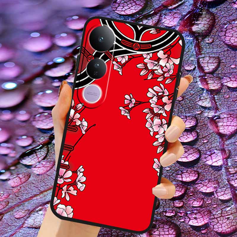 Case For Vivo V50 Lite Soft 3D Flower Relief Emboss Silicone Covers for Vivo V 50 Lite 4G 5G V50Lite Soft Capa Protective Casing