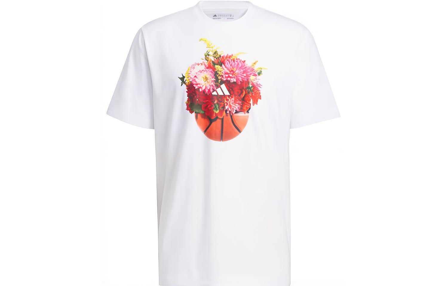 Adidas Floral Hoops Graphic Tee T Shirt Men s White IN6373 L