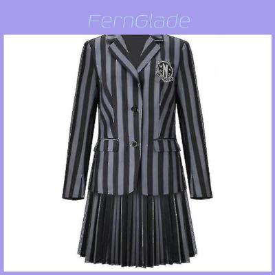 Halloween Wednesday Addams Role Playing Adult School Uniform Costume Set For Girls And Women
