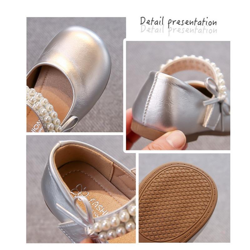 Girls Pearl Decor Mary Jane Flat Shoes Kids Soft Sole Princess Dress Shoes