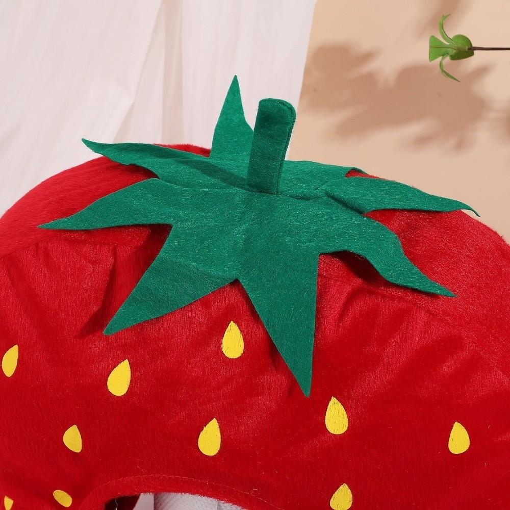 Chapeau Fraise Dessin Animé Drôle Style Doux Rouge Coiffe Fraise Unisexe Nouveauté Casquette Fraise Accessoires Selfie