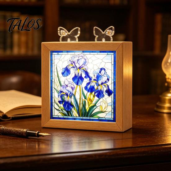 Functional Glowing Home Decor Acrylic Puzzle LED Night Light, 2-In-1 USB Royal Iris Bloom Jigsaw Lamp, DIY Floral Kit Creative Desktop Ambient