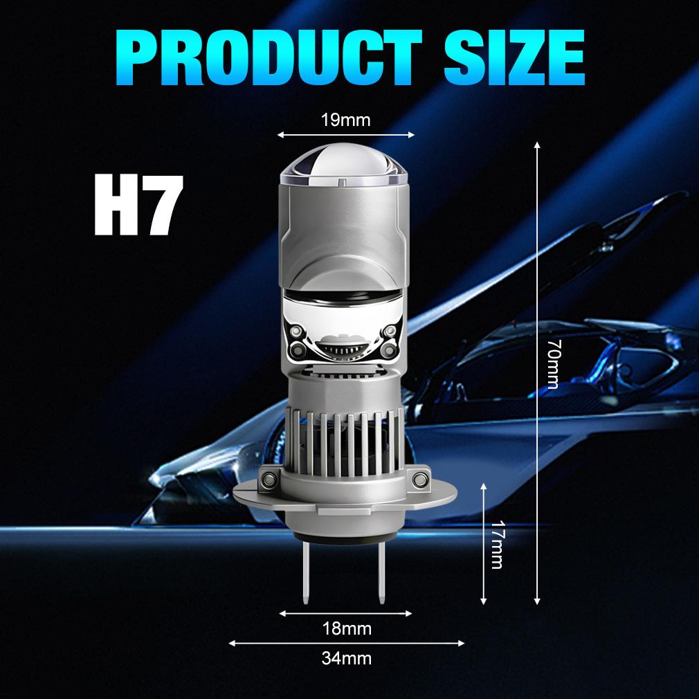 2 Pezzi Lampadine LED H7 per Proiettore Fari LHD 1:1 Mini Dimensioni Wireless Super Luminose 30000Lm LED H7 Turbo Fari Abbaglianti/Anabbaglianti Plug&Play 12V 6500K