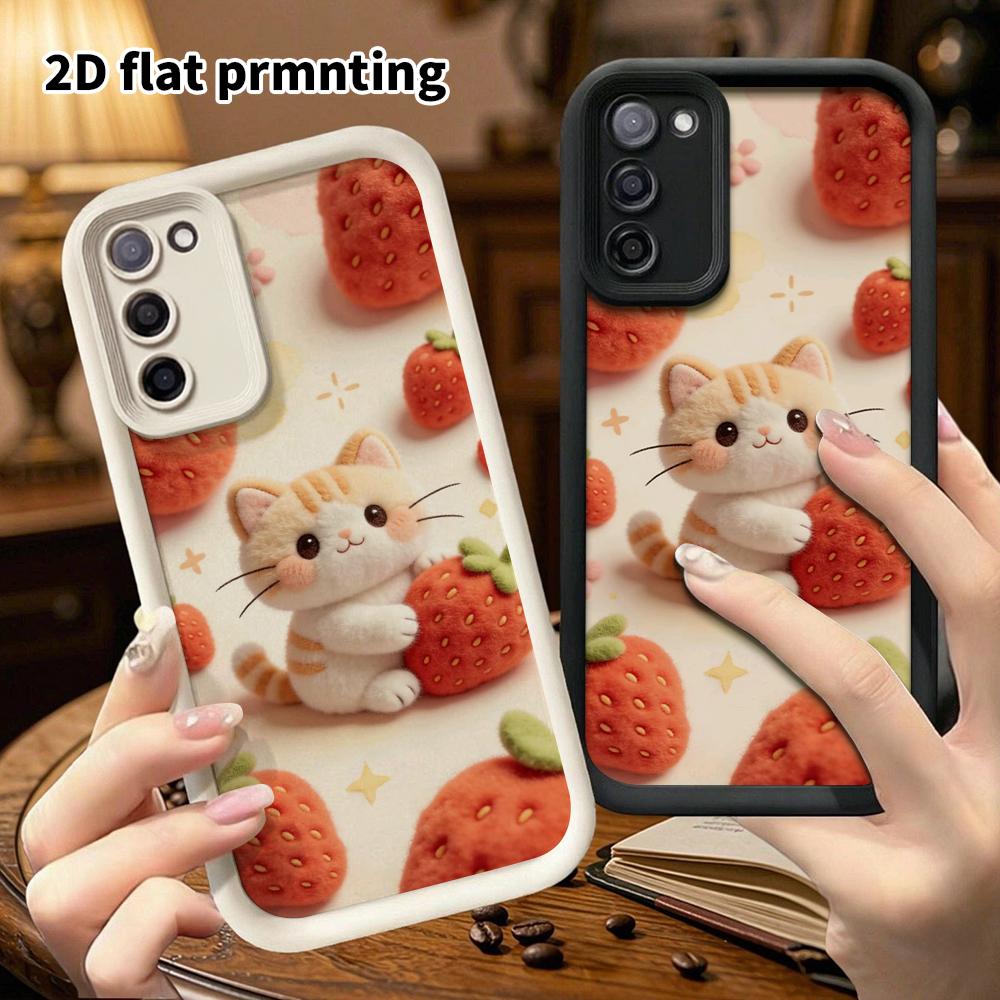 Phone case: 2D flat, suitable for Samsung Galaxy A34 A35 M05 M06 S20 S22 S21 FE Plus 5G protective case, felt little kitten, perfect Christmas and Hal
