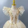 Tutu da Balletto Romantico per Bambina Gonna da Danza Gonna da Balletto con Paillettes Dorate Abbigliamento per Esibizioni di Balletto Abito Lungo da Principessa