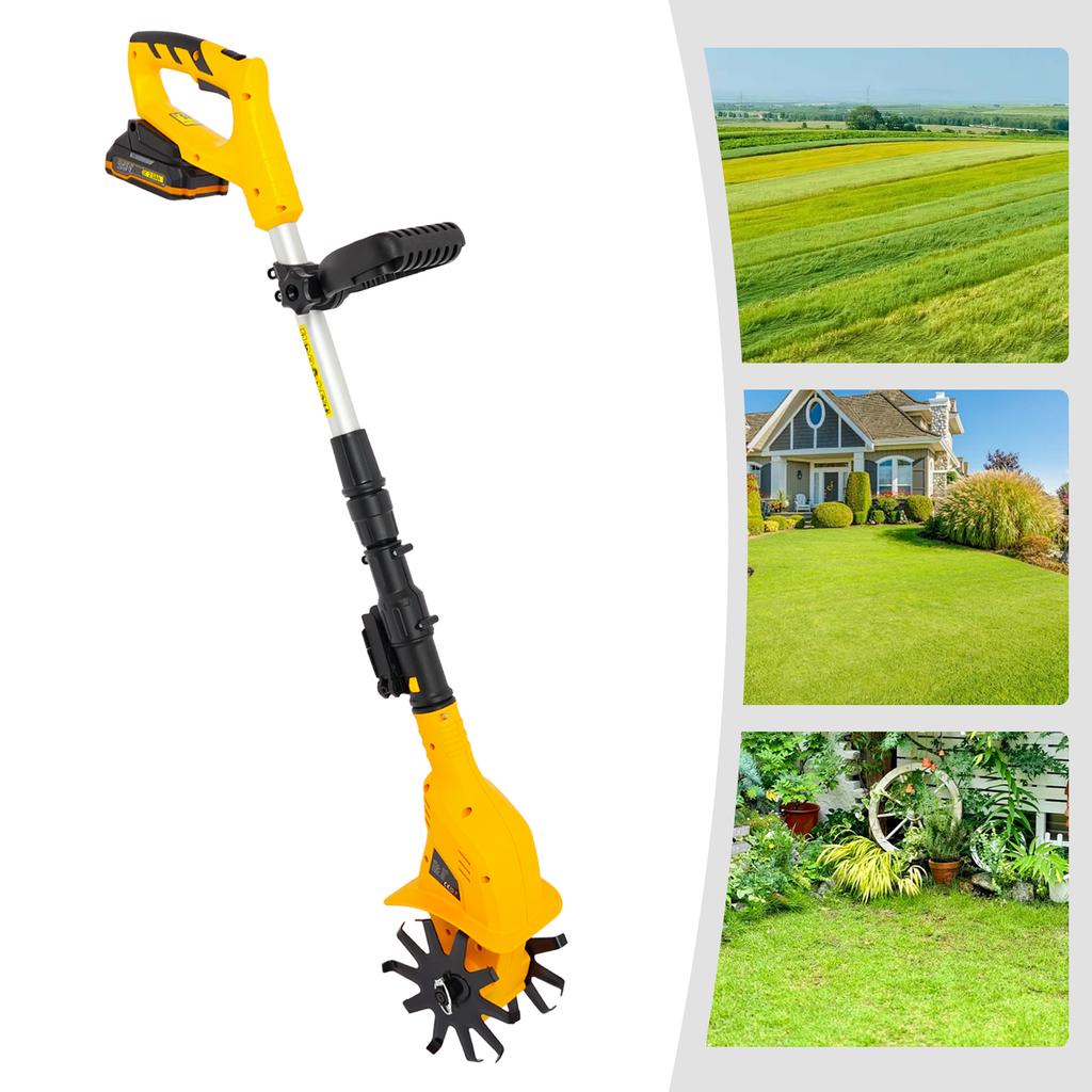 20V Cordless Tiller, 8.4lbs Lightweight Cultivator, 250RPM Electric Soil Tiller for Garden Weeding, 40min Runtime