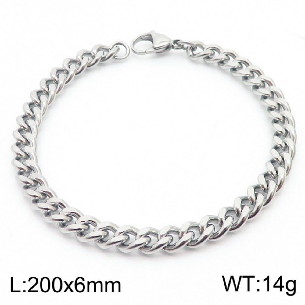 Jewelry Side Flat Chain Stainless Steel Chain, Simple Titanium Steel Men's Trend Hip-hop Bracelet Accessories