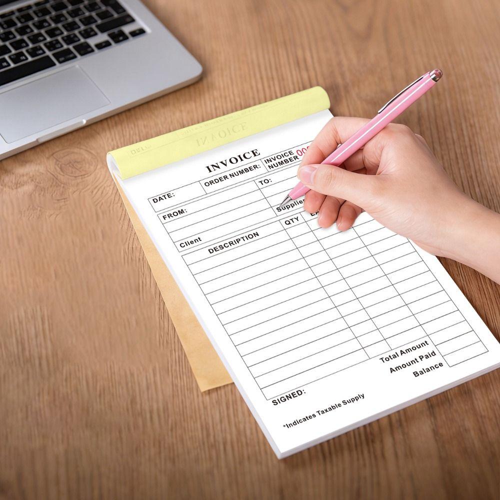 Signature Line Duplicate Invoice Book Tear-Off Commercial Invoice Pad  Business