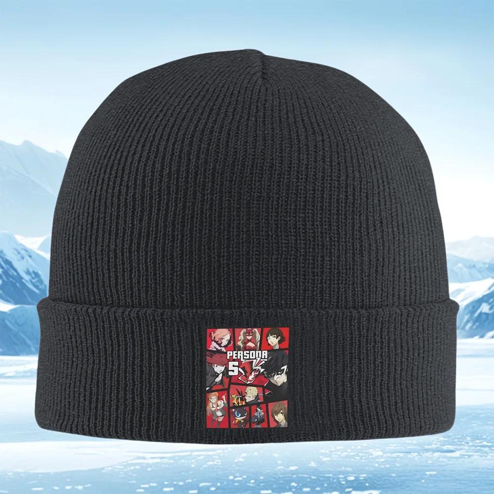 New Characters game design,masks,red backgroud. Men Women Unisex Knitted Hat Beanie O