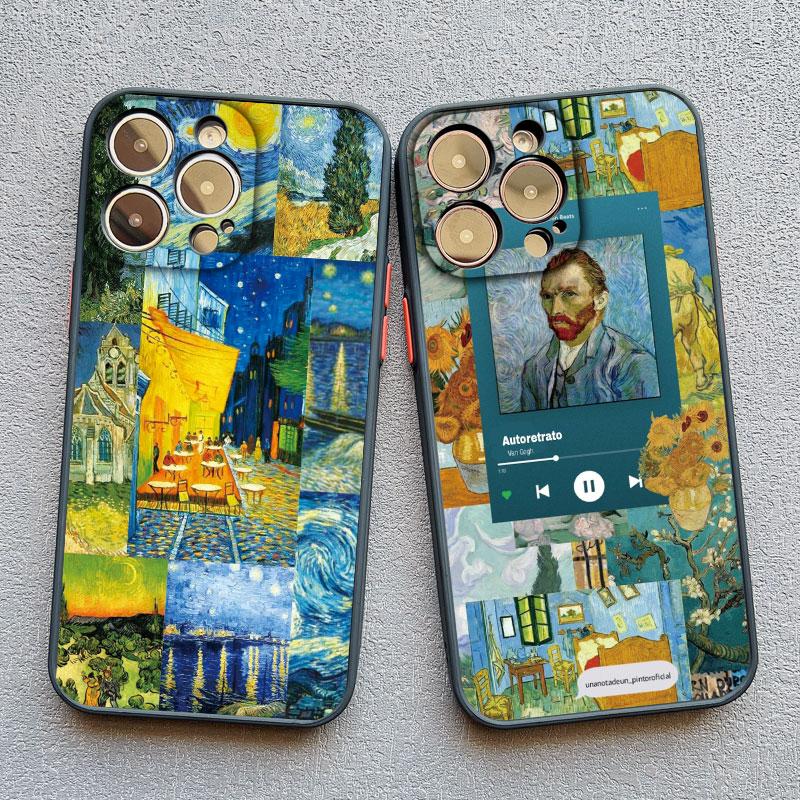 Vintage Van Gogh Phone Case for iPhone 16 13 12 Mini 15 11 14 Pro Max Illustration Case for iPhone 8 7 Plus SE X XS XR Cover