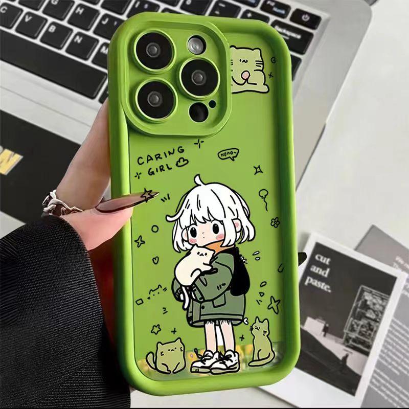 Cute and Fun Girl Phone Case For iPhone 16 15 14 13 12 11 X XR Xs SE 2022 8 7 Plus Pro Max 16E Silicone Shockproof Back Cover