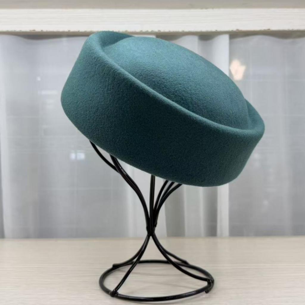 High Quality% Wool Fashion Medicine Box Hat French Top Hat Women's Basin Hat Three-dimensional Beret Elegant Flight Attendant Hat