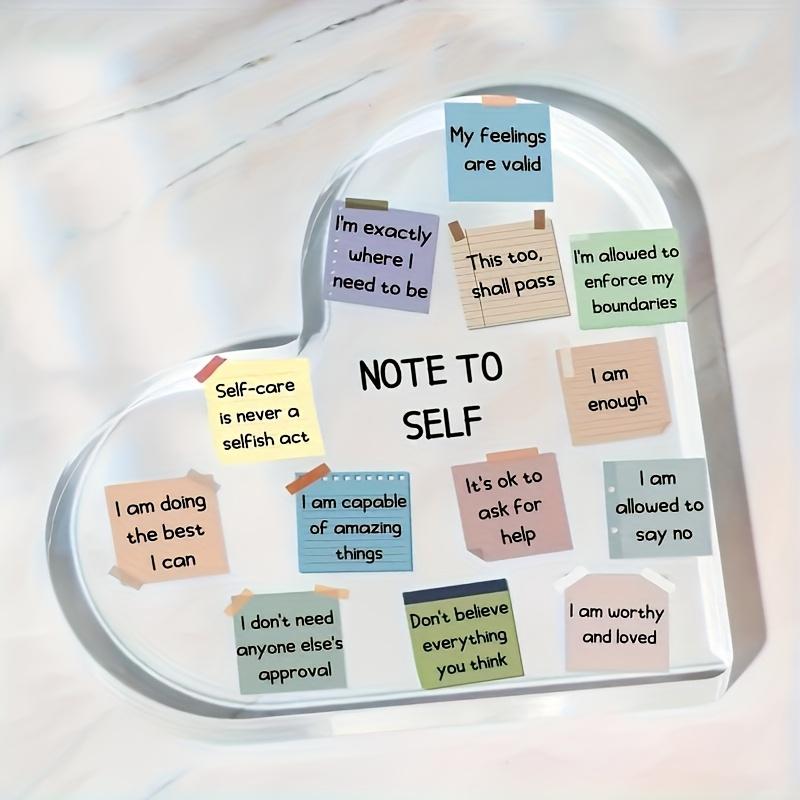 Inspirational Heart Plaque with Motivational Notes - Perfect Gift for Mom, Office Relax Decor, School Counseling Art, Tabletop Decoration for Therap