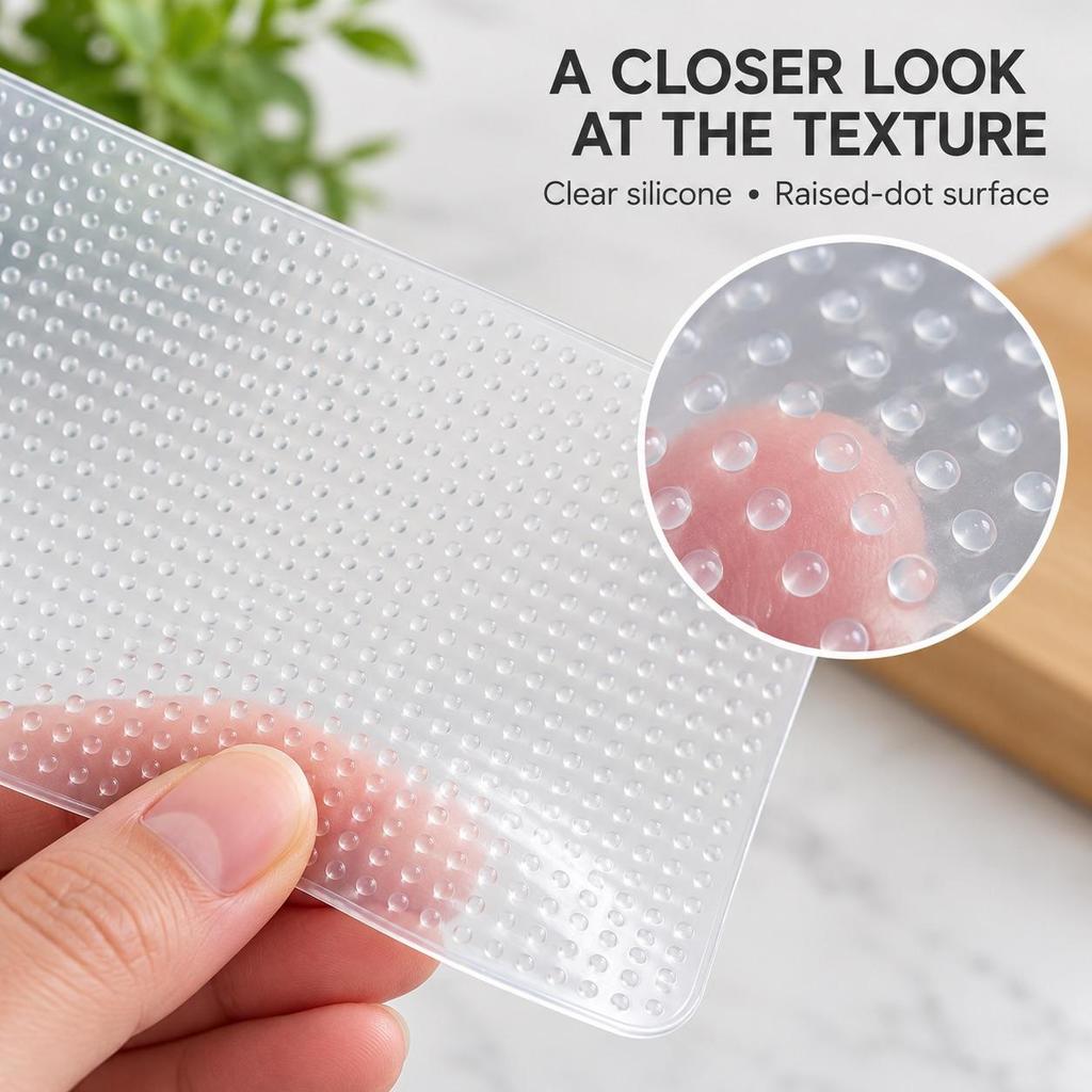 Clear Silicone Stretch Food Wrap, Square 10 / 15 / 20cm, 1 Piece