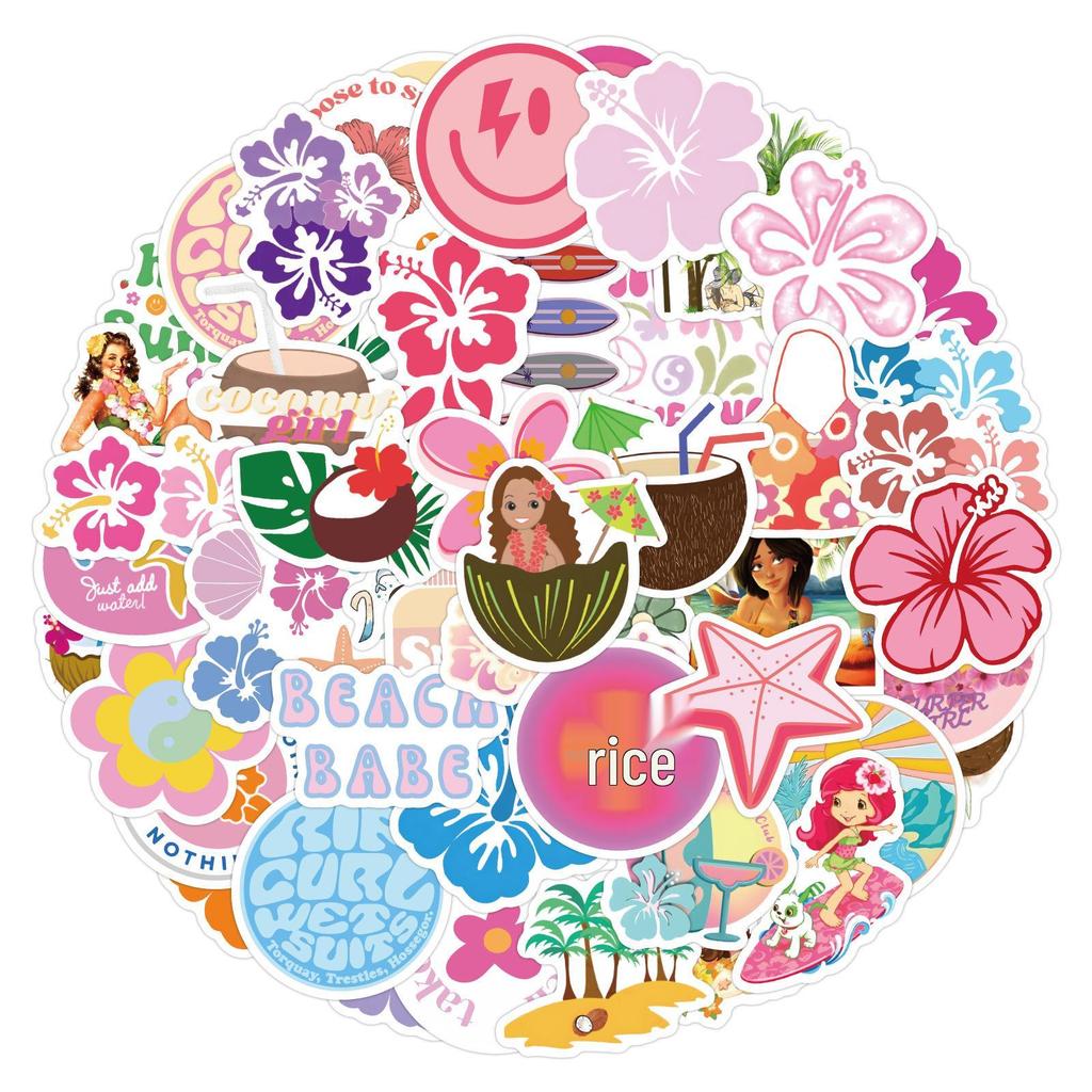 60 Summer Coconut Girl Waterproof Graffiti Stickers for Suitcases, Notebooks, Phones & Scooters