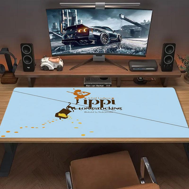 Pippi Longstocking Large Size Mouse Pad Large Gaming Table Cushion Non-slip Laptop Tablet Big Mousepad XXL Mat Mini PC Playmat With Lock Edge