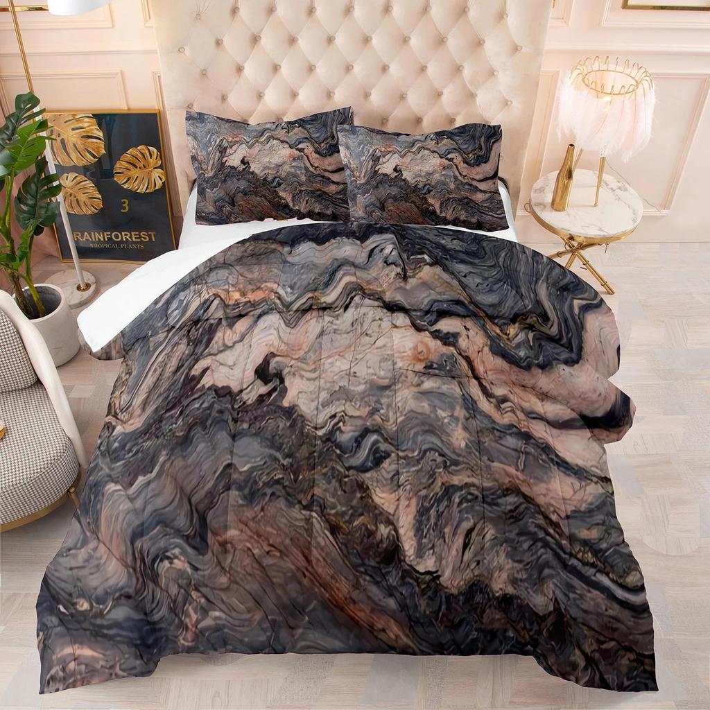 סט ציפה שחור מופשט משיש זהב ציפיות טווין קווין קינג 200x200 סט מצעים נורדי מעצב יוקרתי