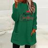 Women's Loose Long Sleeve Christmas Hat Print Fleece Hoodie