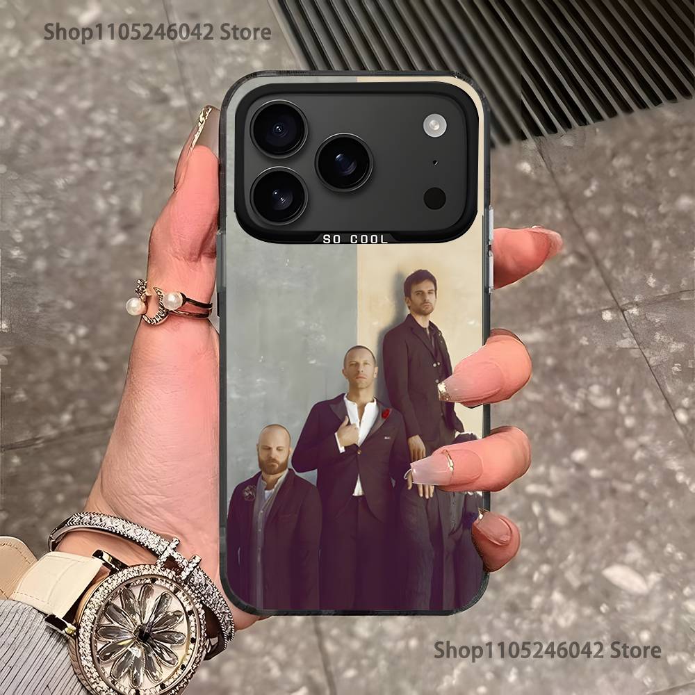 Band C-Coldplay For iPhone 17,16,15,14,13,12,11,Pro,MAX,Plus Black Shockproof Candy Matte Cover