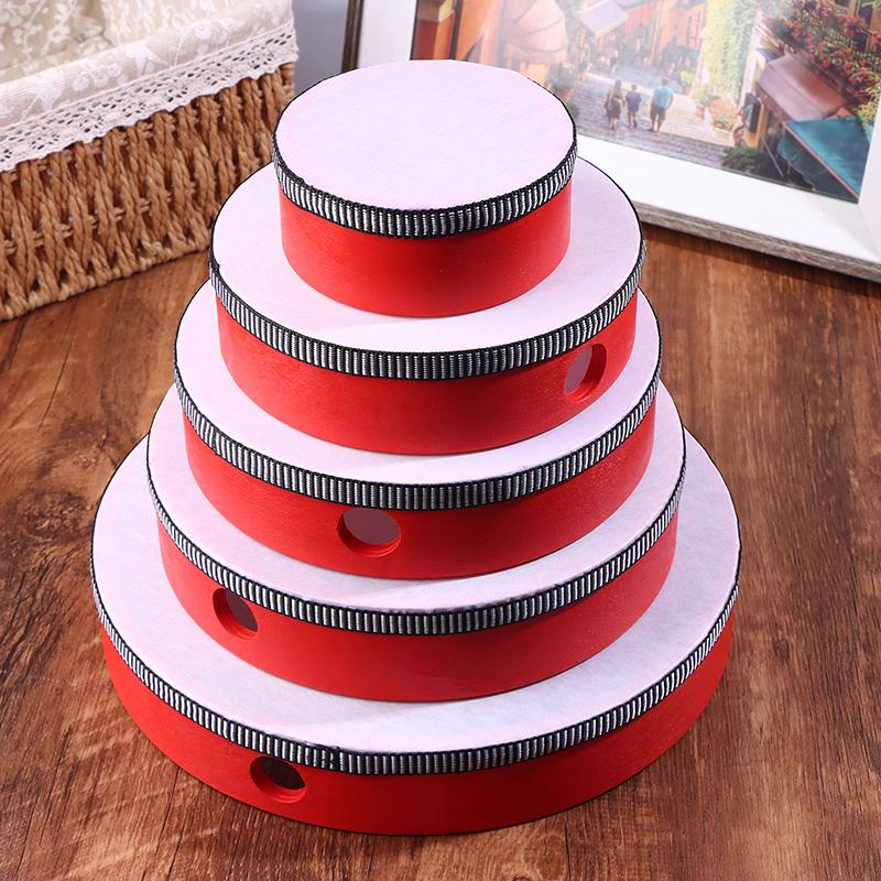 Kids Wooden Hand Drum Music Percussion Instrument Red Handheld Percussion Hand Drum Educational Toys Hand Beat