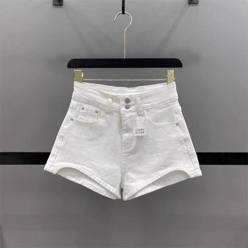 

Осень 2025 Новое поступление Модные леопардовые шорты из денима с высокой посадкой, облегающие, сексуальные, с широкими штанинами, скрывающие бедра, сексуальные горячие шорты White XL