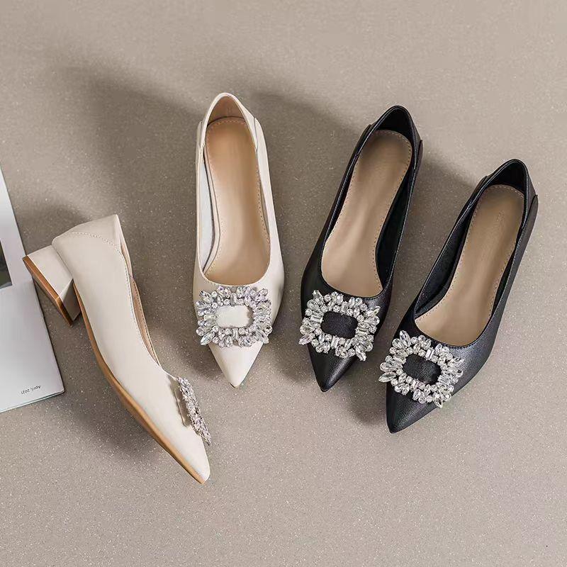 Rhinestone Pointed Toe Women's Shoes with Medium Heels Ladies Pumps on Sale Vacation Chic and Elegant Stylish Quick Delivery Y2k