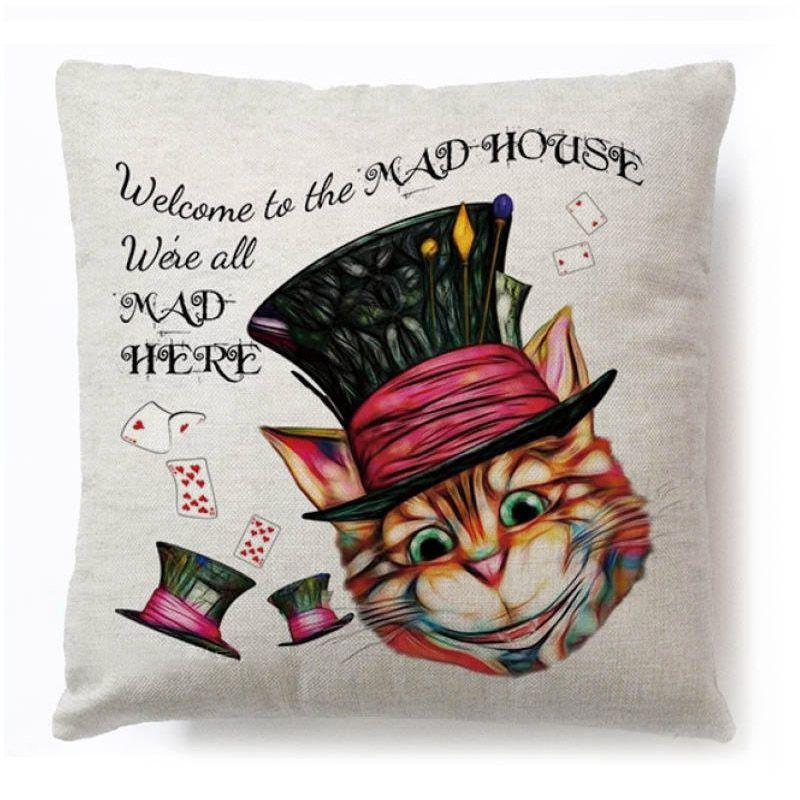 Cotton Linen Alice In Wonderland Pillow Case For A Charming Decor**