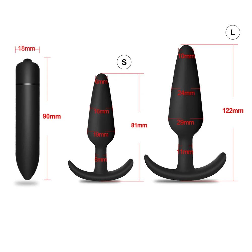 3 Sizes Anal Plug Soft Silicone Butt Plug Bullet Vibrator Stimulator Adult Sex Toys for Men/Women Anal Prostate Massager for Gay