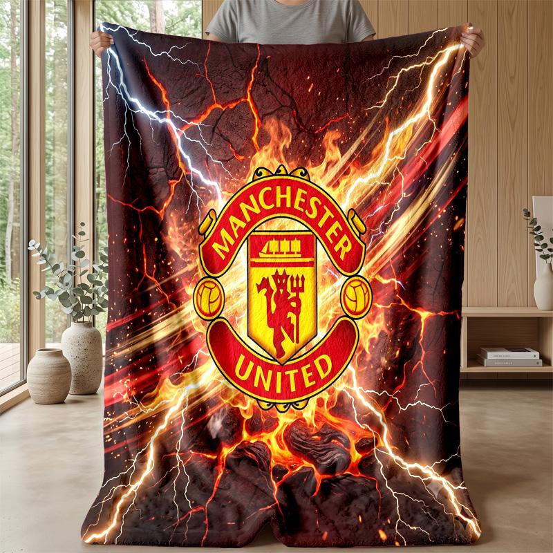 Manchester United Theme Blanket Soft Flannel Blanket Plush Throw Blanket Cozy Sofa Bed Blanket for Home Decor