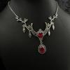European and American Necklaces Gothic Necklaces Unique Jewelry Silver Branches Red Water Droplets Crystal Trend Women's Jewelry