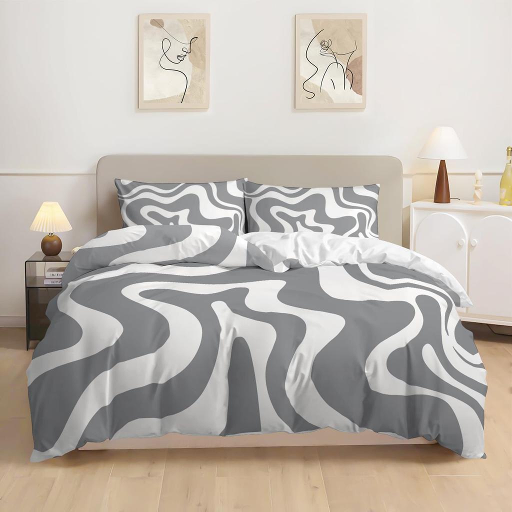 Black Plus White Striped Quen Sized Dimensions Soft Duvet Cover, Stylish Soft Warm Soft Duvet Cover, Suitable For Men Plus Women Bedrom Soft Duvet