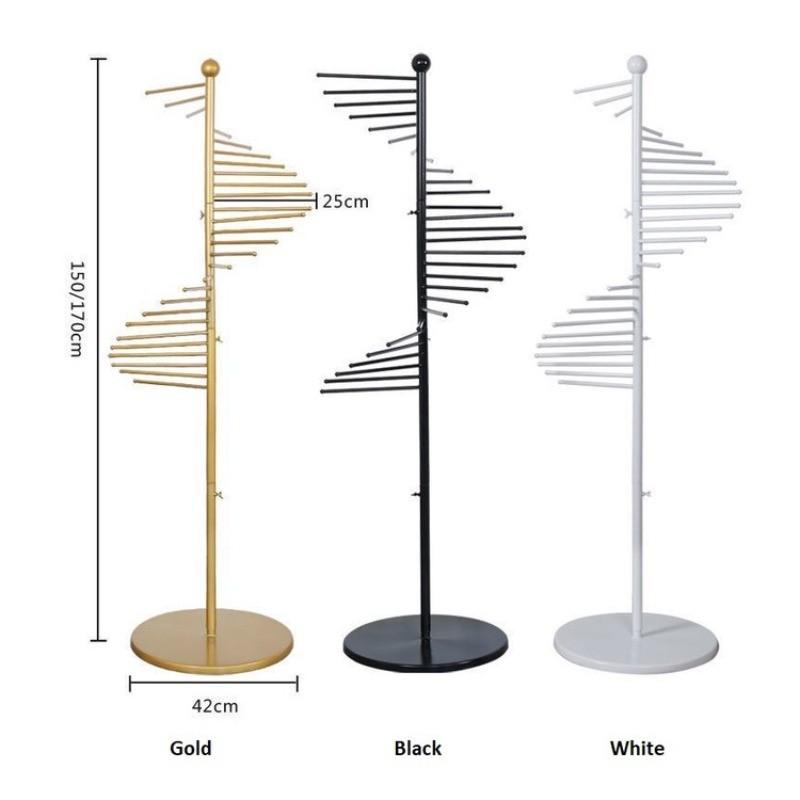 Multifunctional Clothing Store Floor Display Shelf Large Capacity Spiral Iron Scarf Rack Clothing Bag Display Stand