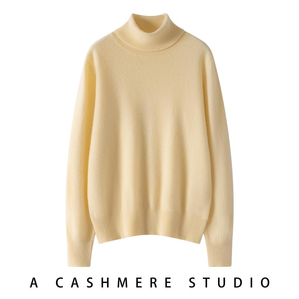 Women's 100% Cashmere High Neck Loose Sweater - Winter Pullover Knit Base Layer