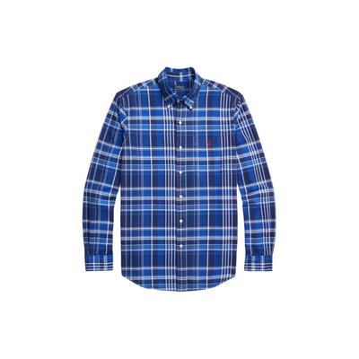 Polo Ss24 Kariertes Logo Besticktes Einreihiges Langarmhemd Herrenhemden Blau MNPOWOV16823285-999