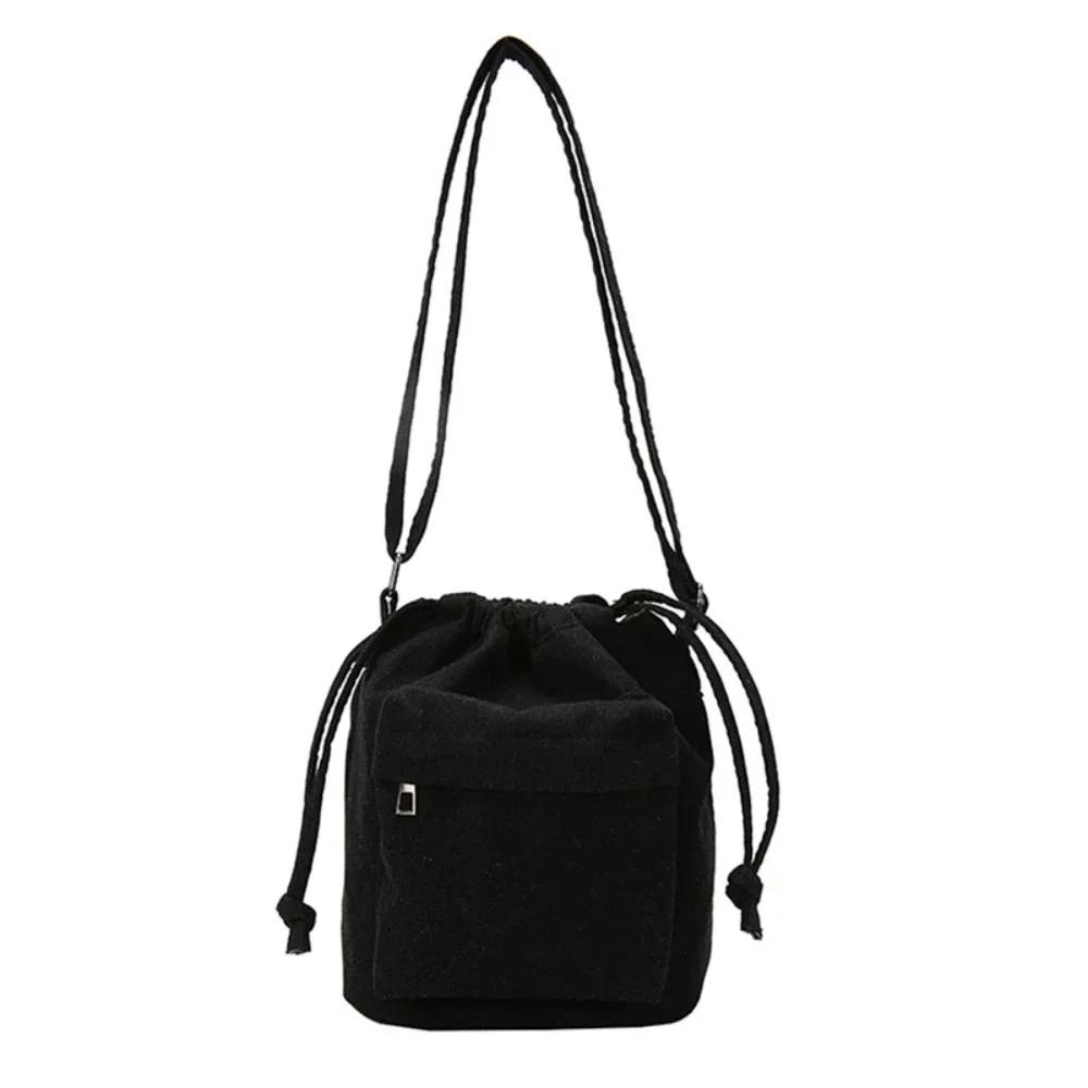 Corduroy Drawstring Crossbody Bag Casual Bucket Purse with Adjustable Strap for Daily Use Travel Shopping School