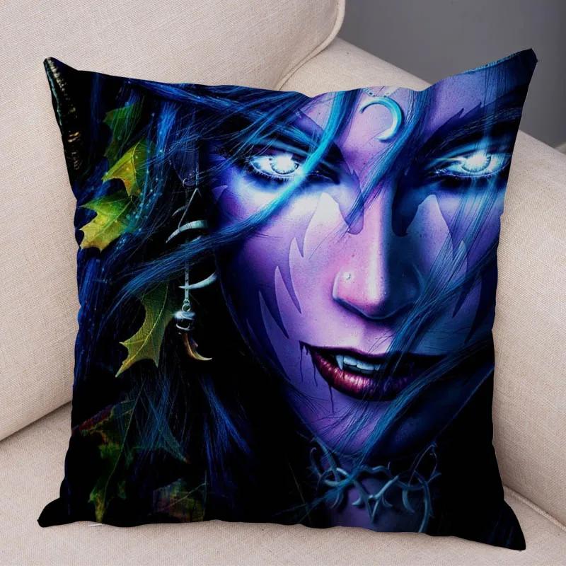 WOW Illidan Cushion Cover Decor Hot Game Hero Printed Pillow Covers for Sofa Home Pillow Case Super Soft Short Plush Pillowcase
