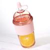 With Lid and Straw Clear Tumbler Transparent Water Bottle Drinkware Suction Cup  Sport