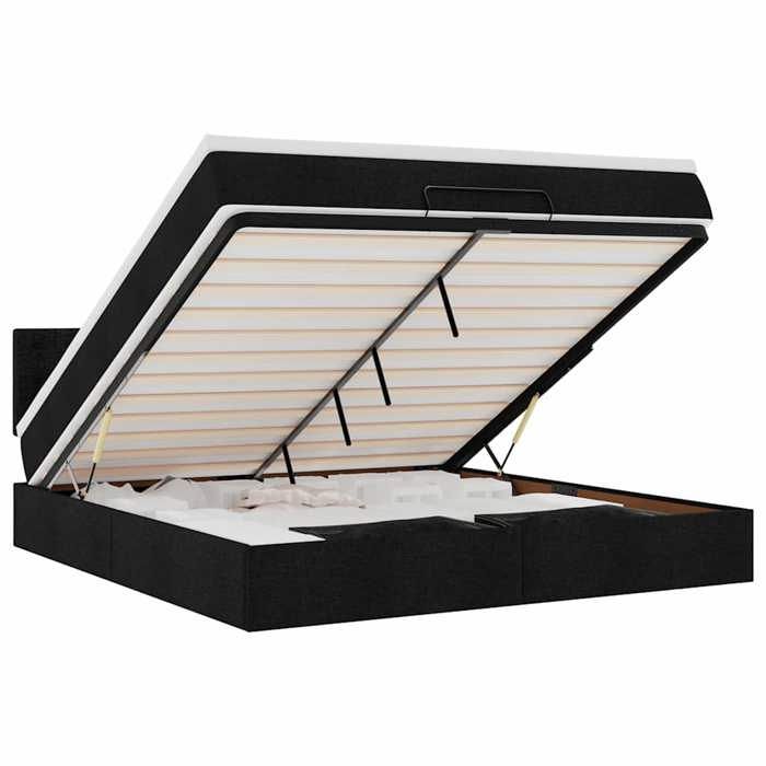 VidaXL Cadre de lit ottoman avec matelas noir 180x200 cm tissu 3311645