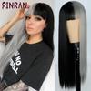 XINRAN Lange gerade weinrote Perücke mit Pony, synthetische Perücken für Frauen, hitzebeständiges Naturhaar für die tägliche Halloween-Cosplay-Party