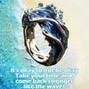 Inspirational Oceans Rings Adjustable Waving Designs in Silver Elegant Gifts for Women Ladies Sturdy Resin Craftsmanship